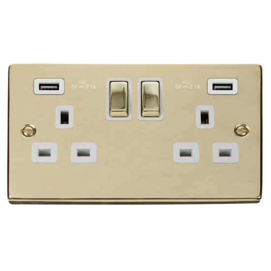 VPBR580WH Deco 13A Ingot 2 Gang Switched Sockets W