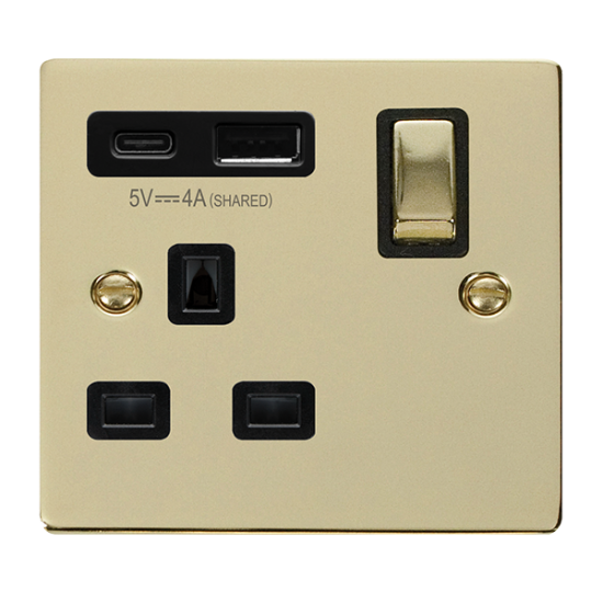 VPBR585BK Deco DECO 'INGOT' 13A 1  GANG  SWITCHED