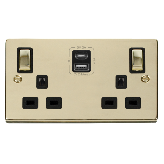 VPBR586BK Deco 2G 13A SW SKT 4.2A A&C USB INGOT VP