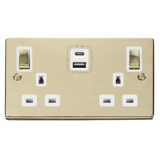 VPBR586WH Deco 2G 13A SW SKT 4.2A A&C USB INGOT VP