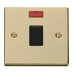 VPBR623BK Deco 20A 1 Gang DP Switch + Neon - Black