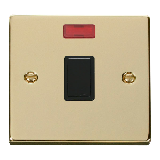 VPBR623BK Deco 20A 1 Gang DP Switch + Neon - Black