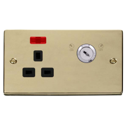 VPBR655BK Deco 13A 1G DP LOCKABLE SKT W NEON DECO