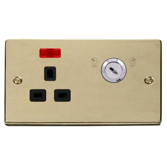 VPBR655BK Deco 13A 1G DP LOCKABLE SKT W NEON DECO