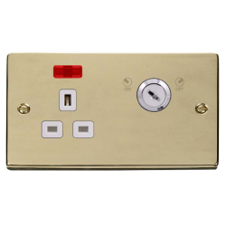 VPBR655WH Deco 13A 1G DP LOCKABLE SKT W NEON DECO