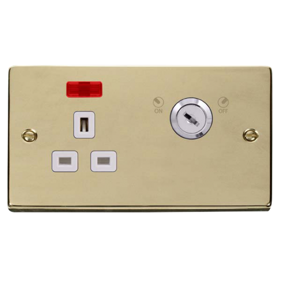 VPBR655WH Deco 13A 1G DP LOCKABLE SKT W NEON DECO