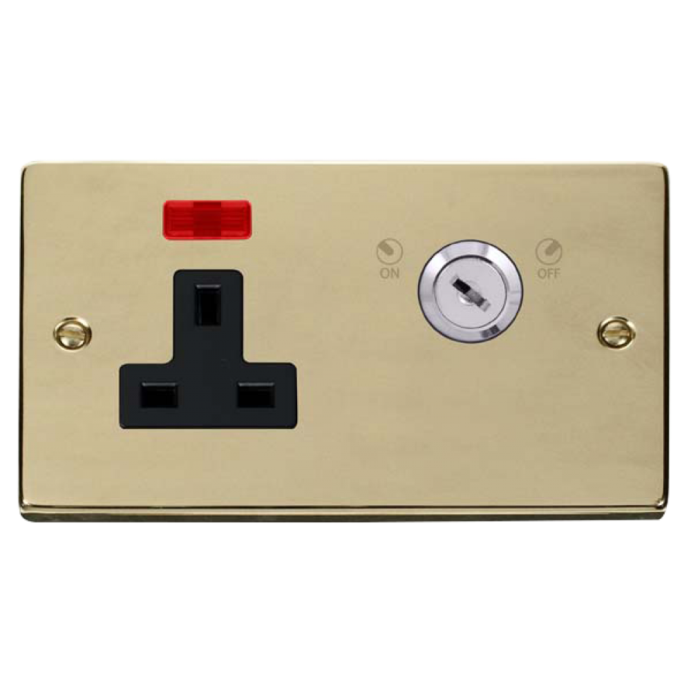 VPBR675BK Deco 13A 1 Gang DP Key Lockable Socket W