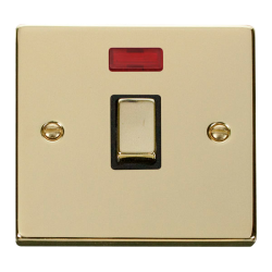 VPBR723BK Deco 20A 1 Gang DP 'Ingot' Switch + Neon