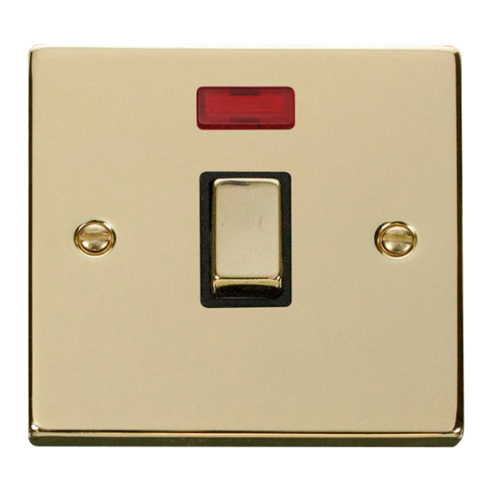 VPBR723BK Deco 20A 1 Gang DP 'Ingot' Switch + Neon