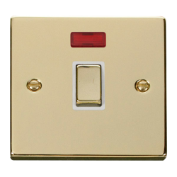 VPBR723WH Deco 20A 1 Gang DP 'Ingot' Switch + Neon