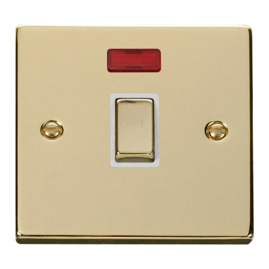 VPBR723WH Deco 20A 1 Gang DP 'Ingot' Switch + Neon