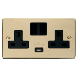 VPBR770BK Deco 13A 2G Switched Socket With 2.1A US