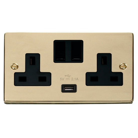 VPBR770BK Deco 13A 2G Switched Socket With 2.1A US