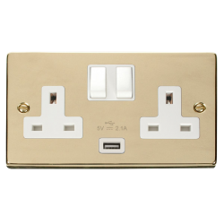 VPBR770WH Deco 13A 2G Switched Socket With 2.1A US