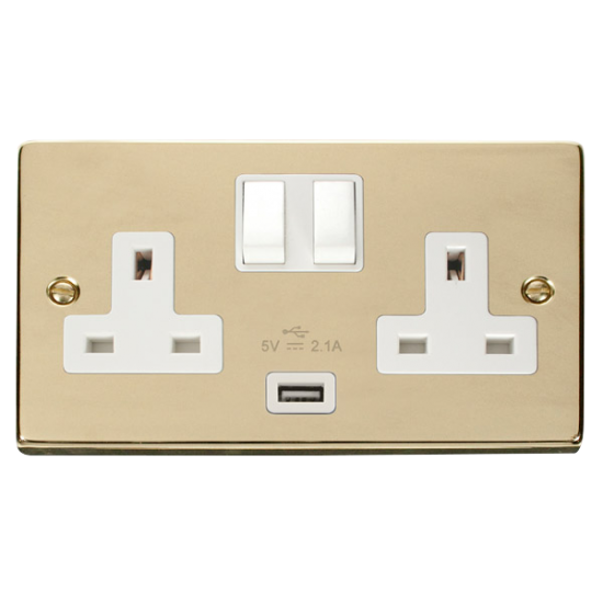 VPBR770WH Deco 13A 2G Switched Socket With 2.1A US