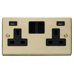 VPBR780BK Deco 13A 2 Gang Switched Socket With Twi