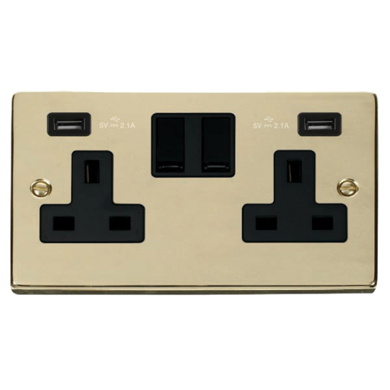 VPBR780BK Deco 13A 2 Gang Switched Socket With Twi