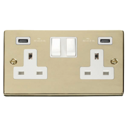VPBR780WH Deco 13A 2 Gang Switched Socket With Twi