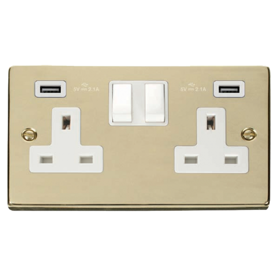 VPBR780WH Deco 13A 2 Gang Switched Socket With Twi