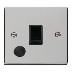 Scolmore Click Deco VPCH022BK 20A DP Plate Switch With Optional Flex Outlet Polished Chrome Black Inserts