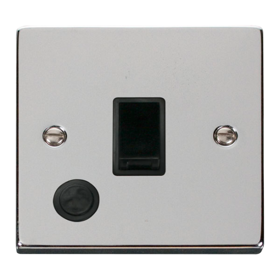 Scolmore Click Deco VPCH022BK 20A DP Plate Switch With Optional Flex Outlet Polished Chrome Black Inserts