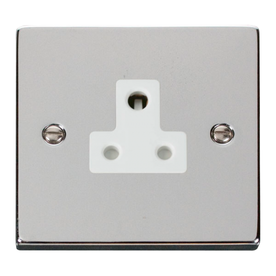 Scolmore Click Deco VPCH038WH 5A Round Pin Socket Outlet Polished Chrome White Inserts