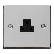 Scolmore Click Deco VPCH039BK 2A Round Pin Socket Outlet Polished Chrome Black Inserts