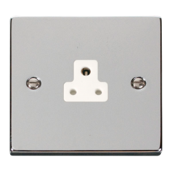 Scolmore Click Deco VPCH039WH 2A Round Pin Socket Outlet Polished Chrome White Inserts