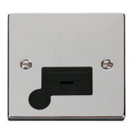 Scolmore Click Deco VPCH050BK 13Amp Fused Connection Unit With Optional Flex Outlet Polished Chrome Black Inserts