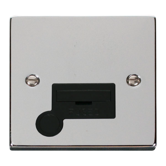 Scolmore Click Deco VPCH050BK 13Amp Fused Connection Unit With Optional Flex Outlet Polished Chrome Black Inserts