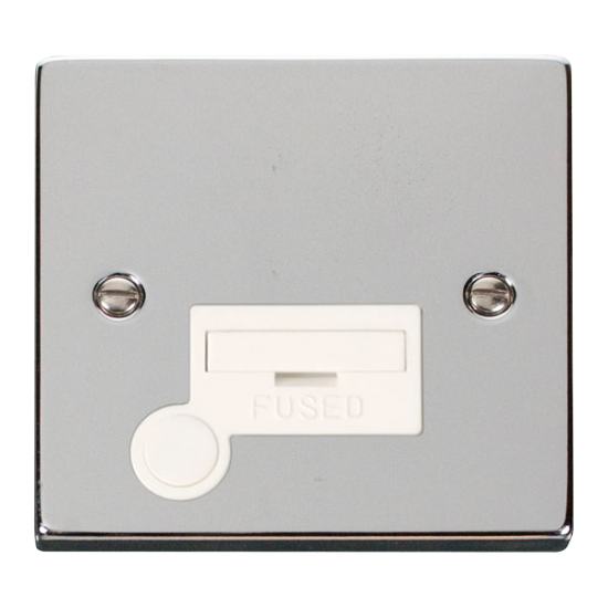 Scolmore Click Deco VPCH050WH 13Amp Flex Connection Unit With Optional Flex Outlet Polished Chrome White Inserts