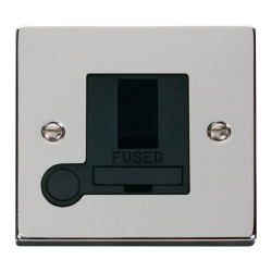 Scolmore Click Deco VPCH051BK 13A DP Switched Fused Connection Unit With Optional Flex Outlet Polished Chrome Black Inserts