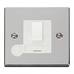 Scolmore Click Deco VPCH051WH 13Amp DP Switched Fused Connection Unit With Optional Flex Outlet Polished Chrome White Inserts