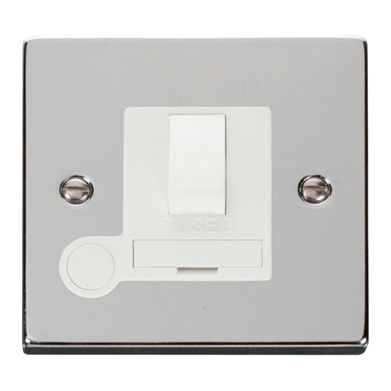 Scolmore Click Deco VPCH051WH 13Amp DP Switched Fused Connection Unit With Optional Flex Outlet Polished Chrome White Inserts