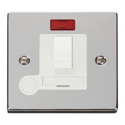 Scolmore Click Deco VPCH052WH 13Amp DP Switched Fused Connection Unit With Neon & Optional Flex Outlet Polished Chrome White Inserts