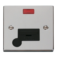 Scolmore Click Deco VPCH053BK 13Amp Fused Connection Unit With Neon & Optional Flex Outlet Polished Chrome Black Inserts
