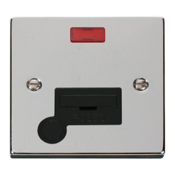 Scolmore Click Deco VPCH053BK 13Amp Fused Connection Unit With Neon & Optional Flex Outlet Polished Chrome Black Inserts