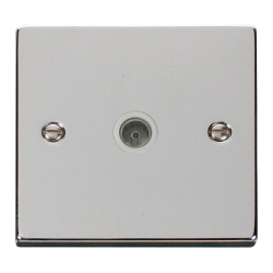 Scolmore Click Deco VPCH065WH Single Non-Isolated Coaxial Outlet Polished Chrome White Inserts