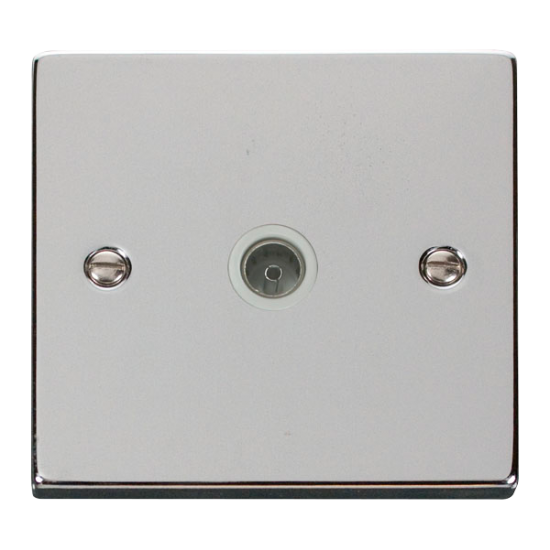 Scolmore Click Deco VPCH065WH Single Non-Isolated Coaxial Outlet Polished Chrome White Inserts
