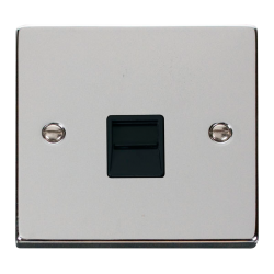 Scolmore Click Deco VPCH120BK Single Telephone Outlet (Master) Polished Chrome Black Inserts