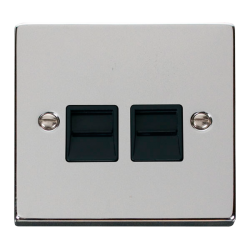 Scolmore Click Deco VPCH121BK Twin Telephone Outlet (Master) Polished Chrome Black Inserts