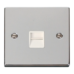 Scolmore Click Deco VPCH125WH Single Telephone Outlet (Secondary) Polished Chrome White Inserts