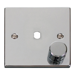 Scolmore Click Deco VPCH140PL 1 Gang Unfurnished Dimmer Plate & Knob (650W Max) - 1 Aperture Polished Chrome Black Inserts