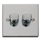 Scolmore Click Deco VPCH152 2 Gang 2W 400Va Dimmer Switch Polished Chrome Black Inserts