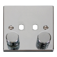 Scolmore Click Deco VPCH152PL 1 Gang Unfurnished Dimmer Plate & Knobs (800W Max) - 2 Apertures Polished Chrome