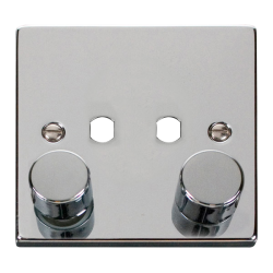 Scolmore Click Deco VPCH152PL 1 Gang Unfurnished Dimmer Plate & Knobs (800W Max) - 2 Apertures Polished Chrome