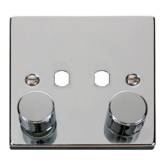 Scolmore Click Deco VPCH152PL 1 Gang Unfurnished Dimmer Plate & Knobs (800W Max) - 2 Apertures Polished Chrome