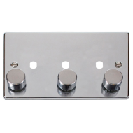 Scolmore Click Deco VPCH153PL 2 Gang Unfurnished Dimmer Plate & Knobs (1200W Max) - 3 Apertures Polished Chrome