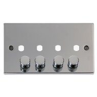 Scolmore Click Deco VPCH154PL 2 Gang Unfurnished Dimmer Plate & Knobs (1600W Max) - 4 Apertures Polished Chrome