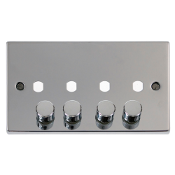 Scolmore Click Deco VPCH154PL 2 Gang Unfurnished Dimmer Plate & Knobs (1600W Max) - 4 Apertures Polished Chrome